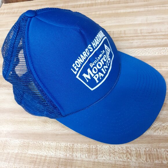 Leonard's Hardware Benjamin Moore Paints Cobra Caps Trucker Hat Blue Snapback - Picture 8 of 8